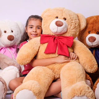 Urso Ursinho De Pelúcia Gigante Grande 1 Metro Com Laço Presente Decoração