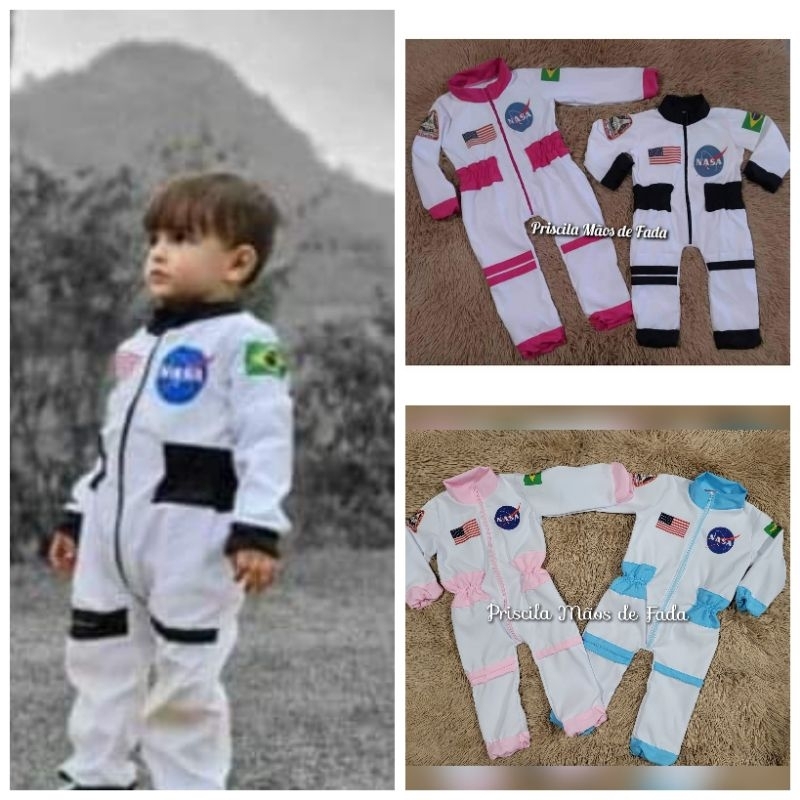 Fantasia Astronauta/Nasa menino e menina Luxo.