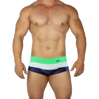 Sunga Listrada Masculina Branco Verde Neon Azul Marinho Hoggi Wear