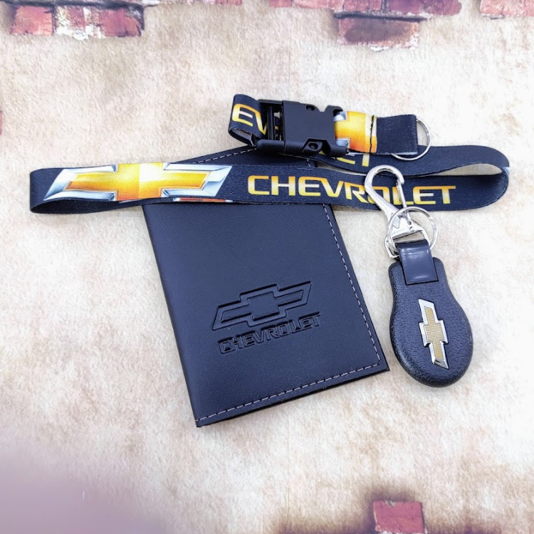 Kit _GM _Chevrolet porta documentos em couro + chaveiro
