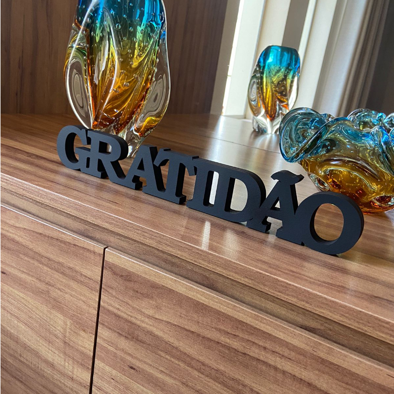 Palavras decorativas Gratidão em MDF Decoração para estantes sala quarto plaquinhas decorativo 12mm