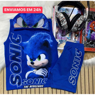 Fantasia Sonic Hedgehog - touca e colete