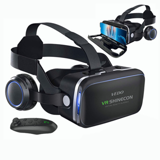 Óculos de Realidade Virtual Shinecon 6 0 c/BT/Headset/Capacete 3D Tamanho do smartphone 4,7-6,53"