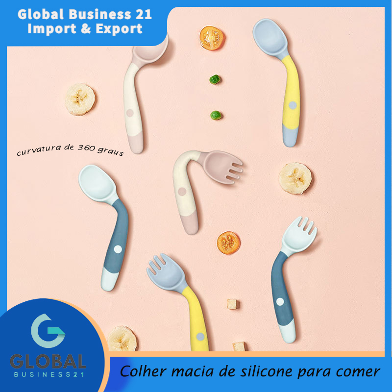 Colher de silicone para o bebê aprender a comer | Shopee Brasil