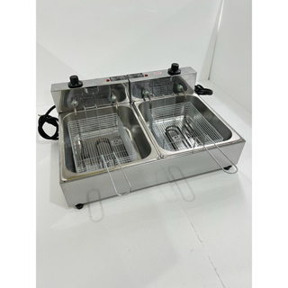 fritadeira elétrica 2 cubas, 10 litros, 110v inox profissional