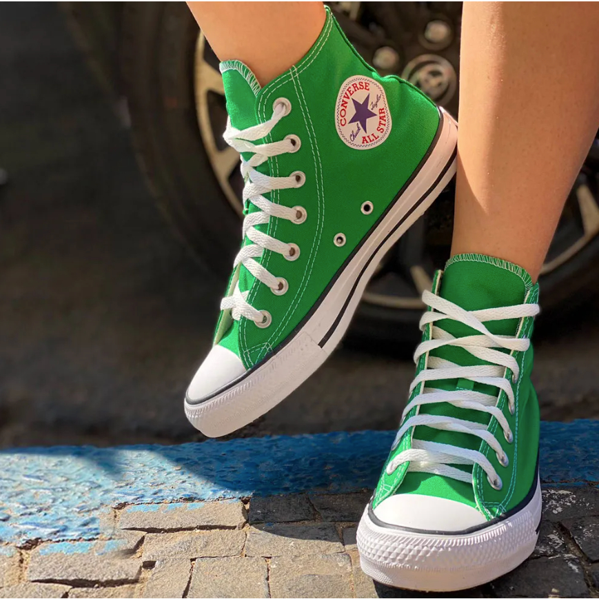 Tenis Converse All Star Cano Alto Verde Feminino Oferta Relampago Escorrega o Preco