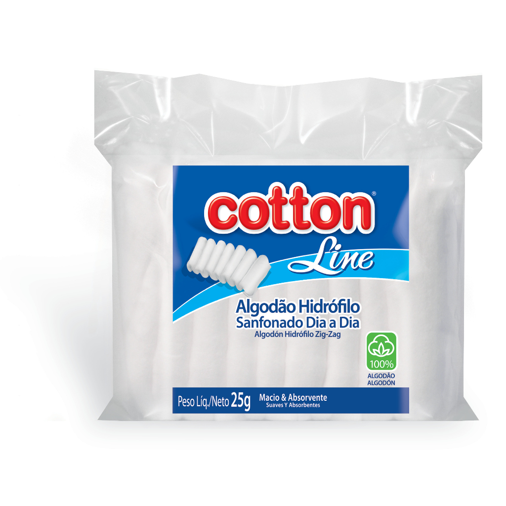 Algodão Hidrófilo Sanfonado Cotton Line - 25g | Shopee Brasil