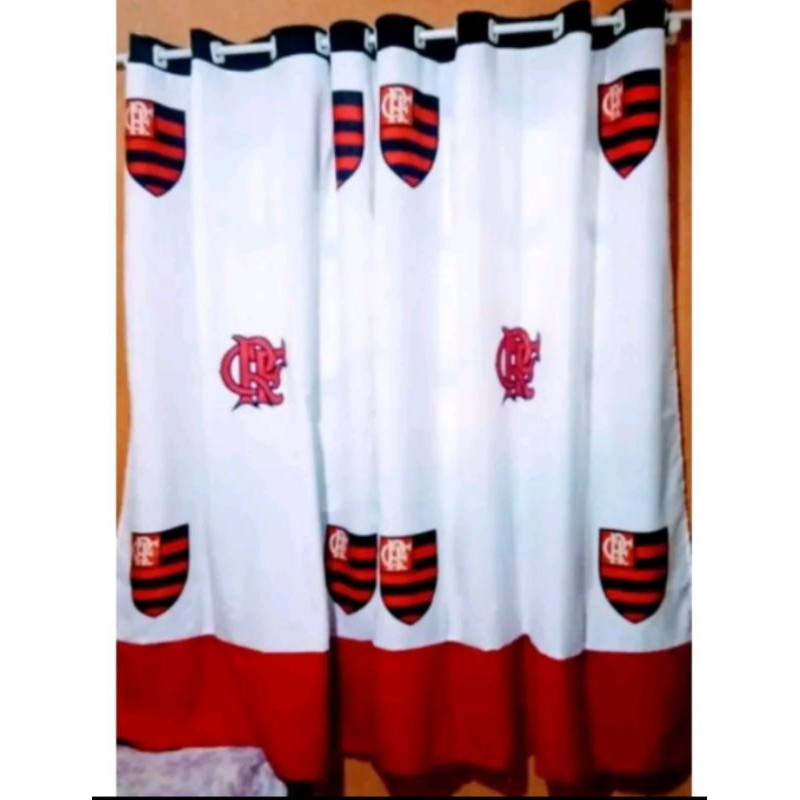 CORTINA PARA DECORAÇÃO DE QUARTO TEMA FLAMENGO BARRA VERMELHA | Shopee ...