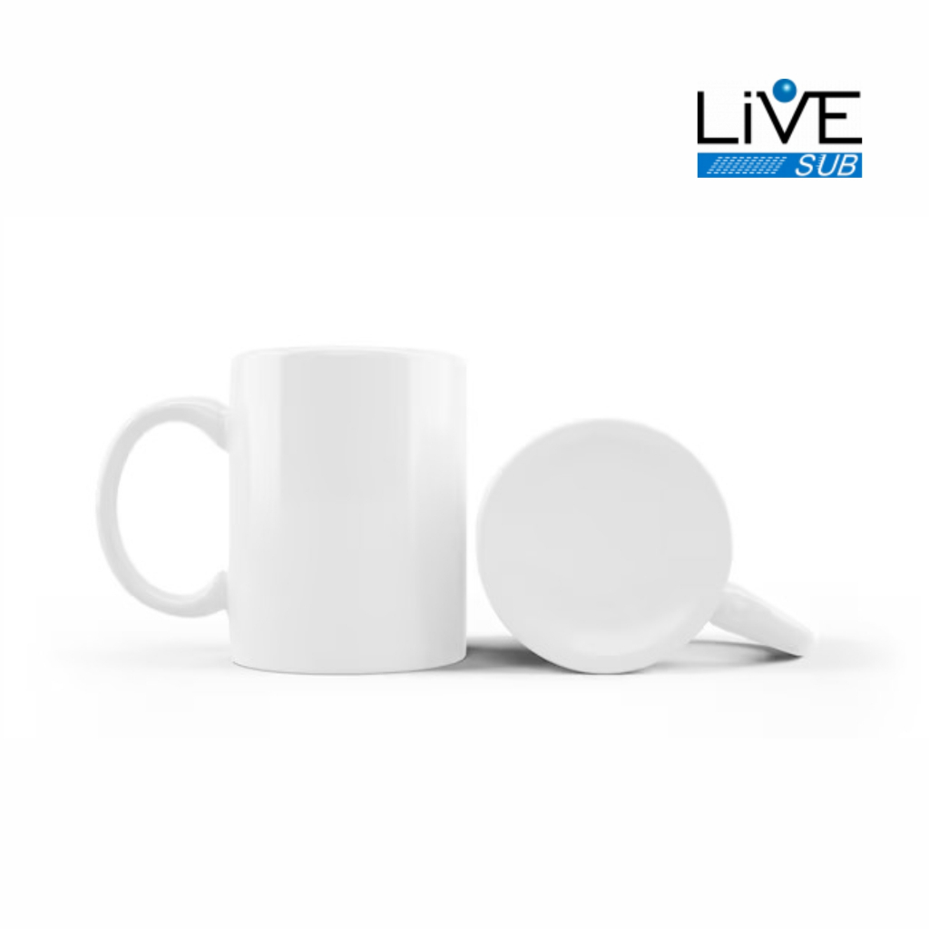 Caneca Porcelana Branca Live Sub Sublimação AAA+ 325ml | Shopee Brasil