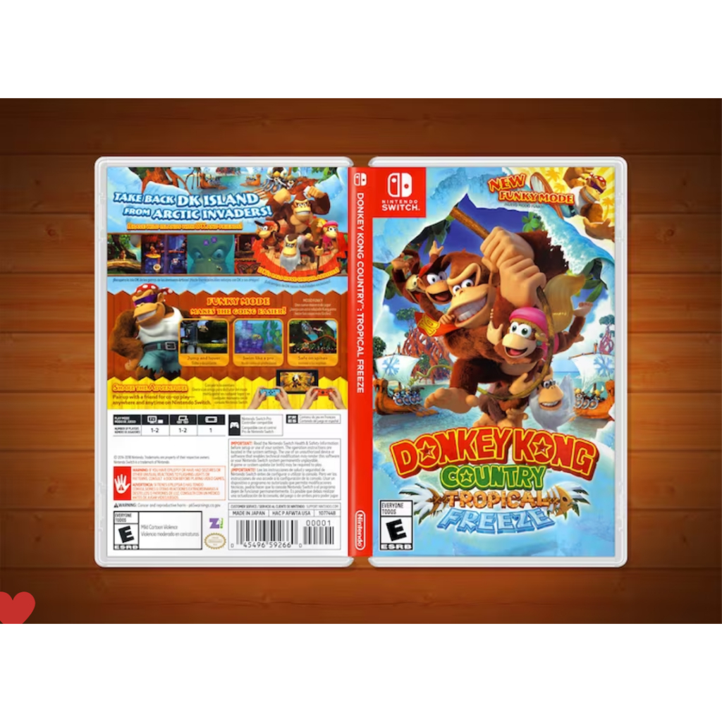 Donkey Kong Country Tropical Freeze - Encarte Impresso - Nintendo Switch - Reposição de Capa Frente e Verso - Substituição de Capinha e Case / Caixa