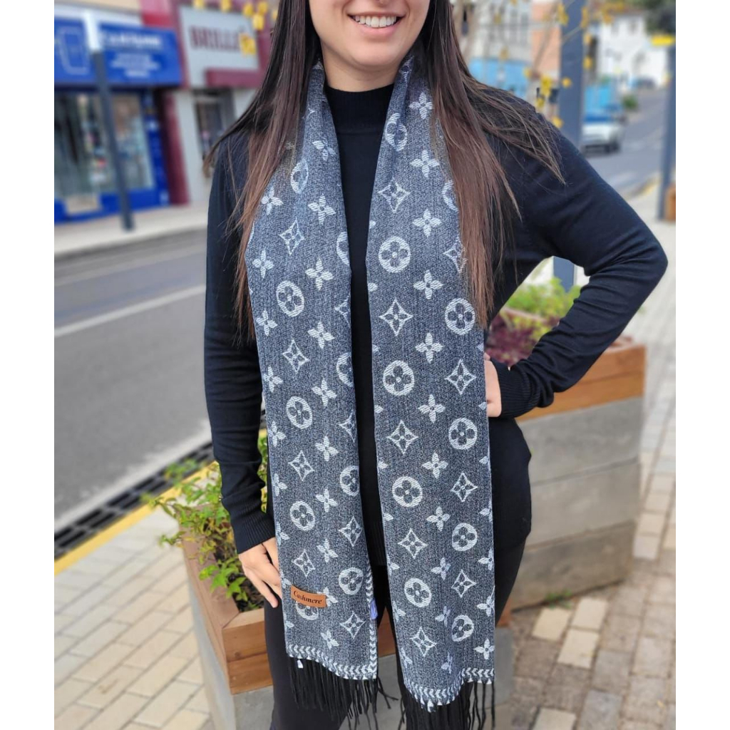 Cachecol Lenço Feminino Inspiração Lv Pashmina Echarpe Inverno Frio