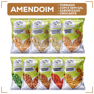 Amendoim Torrado/Crocante Vários Sabores (Japonês/Lemon Pepper/Bacon/Cebola e Salsa/Tradicional/Sem Pele)