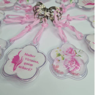 Chaveiro Flor, Mulher Virtuosa. kit com 12 pçs. rosa em Oferta na Shopee