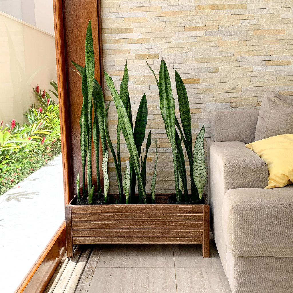 Vaso Floreira De Madeira Ripada 80cm Decorativa Grande