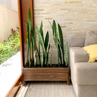 Vaso Floreira De Madeira Ripada 80cm Decorativa Grande