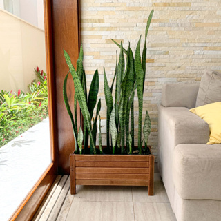 Jardineira Floreira de Madeira Ripada Decorativa 60 x 26 cm - Alpe & Aritana