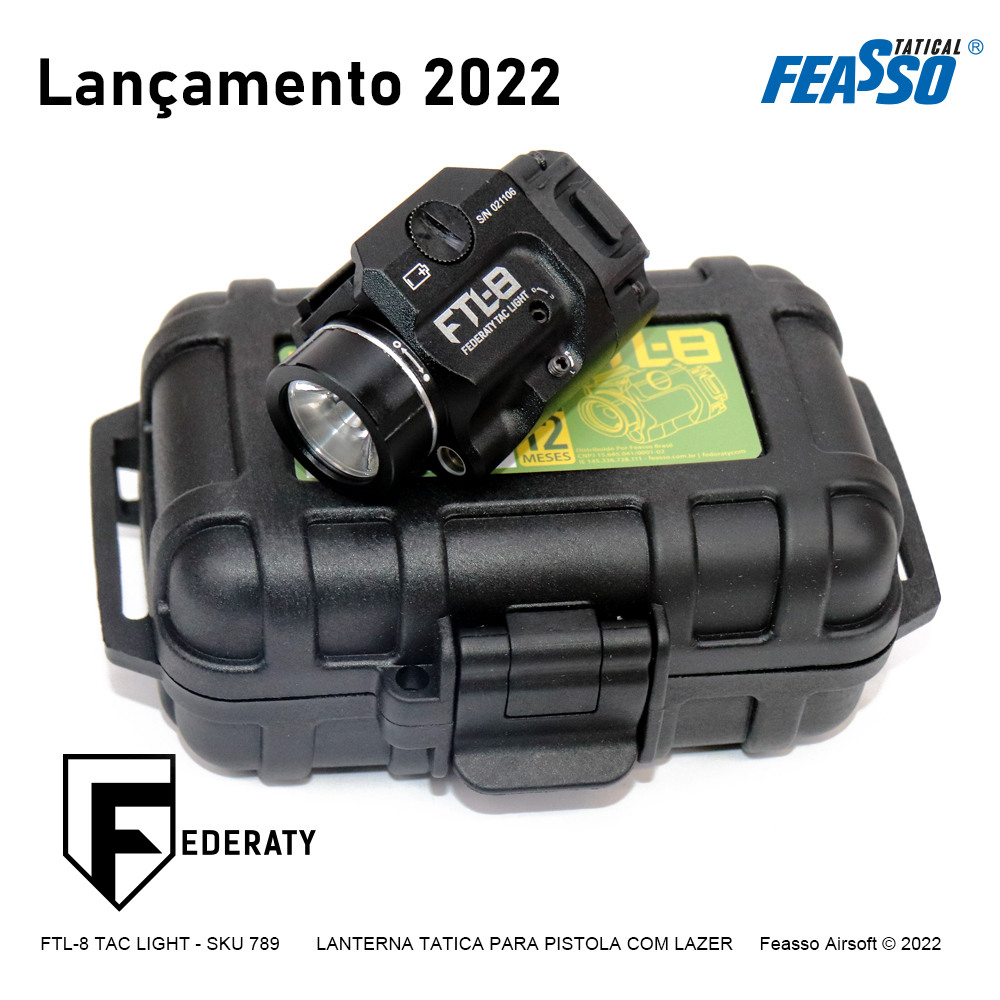 Lanterna Pistola c Laser FTL8 AIRSOFT FLASHLIGHT COM 500 LUMENS