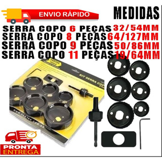 Jogo De Serra Copo Para Furadeira Com 11 Peças Madeira Mdf Gesso Pvc Plastico