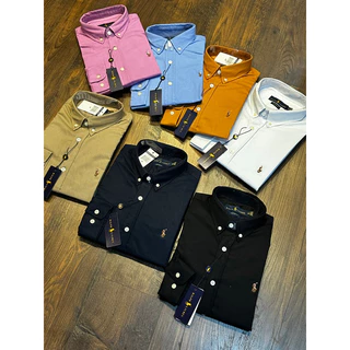 Camisa Manga longa 100% Sarja Lisa 7 cores P ao XXg Tecido lavado Masculina Luxo Social Casual Festa Envio Imediato