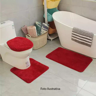 Kit Tapete de Banheiro 3 Peças Antiderrapante Jogo de Banheiro Macio Acessórios