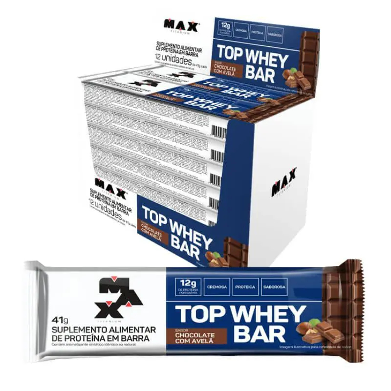 Top Whey Bar – Caixa com 12un de 41g – Max Titanium
