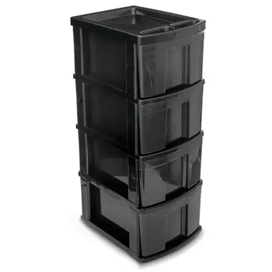 GAVETEIRO GRANDE ORGANIZADOR COM 4 GAVETAS RESISTENTE PRETO - USUAL UTILIDADES