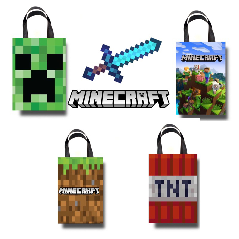 15 Sacolas Personalizadas Tema Minecraft no Tamanho 16x4x10cm | Shopee ...