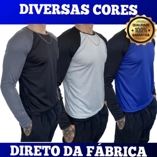 Camiseta Mesclada Manga Longa - Treino Academia Esportes Exercícios Corrida Casual
