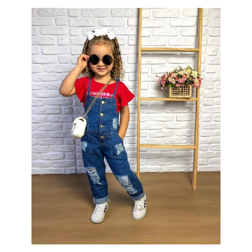 Macacão longo hot sale infantil jeans