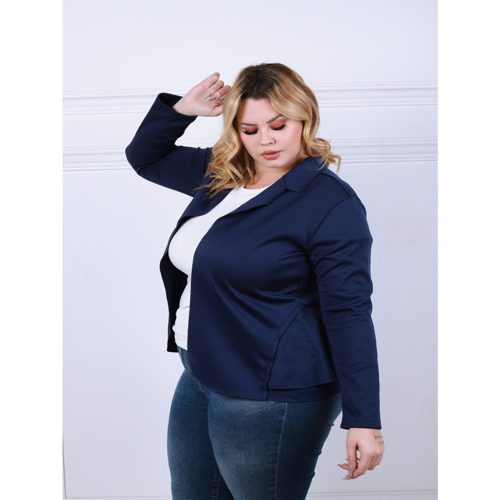 Blazer Plus Size Alfaiataria Azul