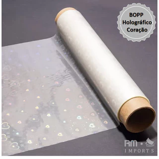 Bopp Holográfico Coração 3D Laminação a Quente 10 a 50 Metros x 22cm