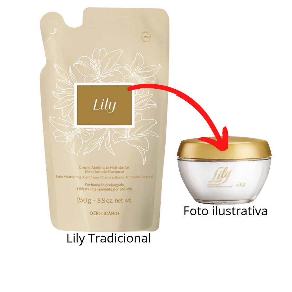 Refil Creme Acetinado Desodorante Hidratante Corporal Lily 250g ...