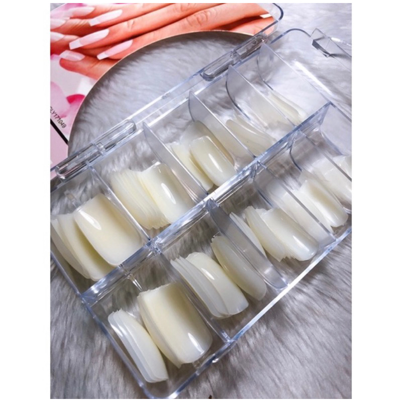 Caixa 100 unhas postiças quadradas naturais | Shopee Brasil
