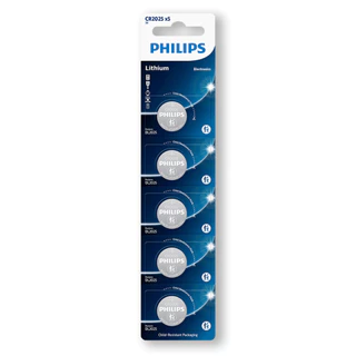 Pilha CR2025 3V Philips Bateria Moeda 5 unidades