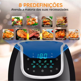 Air Fryer Touch Digital 6.5 Litros 1700w Fritadeira Eletrica 110v 220v Sem Oleo Facil E Rapido Lumi ou modelo botãos de função