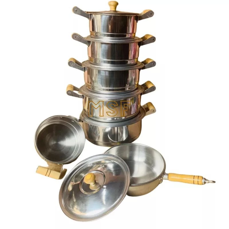 Jogo de Panela 5 Peças REFORÇADO Frigideira ou Leiteira Caçarola em Alumínio com Tampas