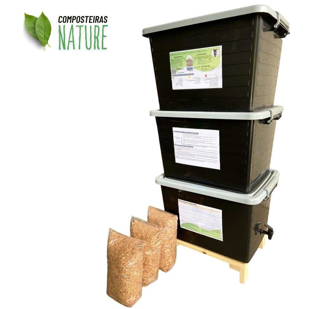 Composteira Doméstica Minhocário 90L Com Suporte