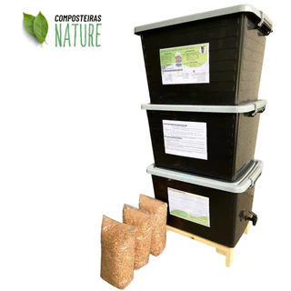 Composteira Doméstica Minhocário 90L Com Suporte