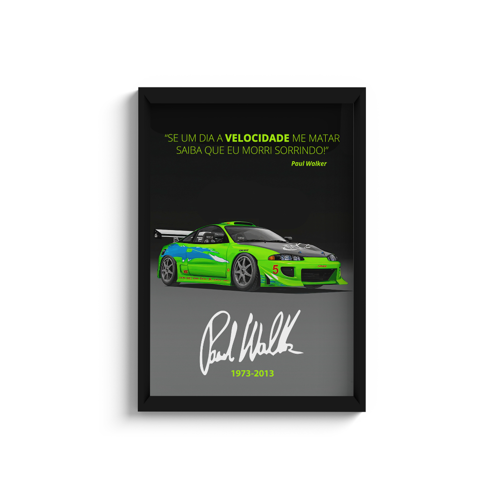 Quadro Eclipse Paul Walker Velozes E Furiosos C/ Moldura e Vidro