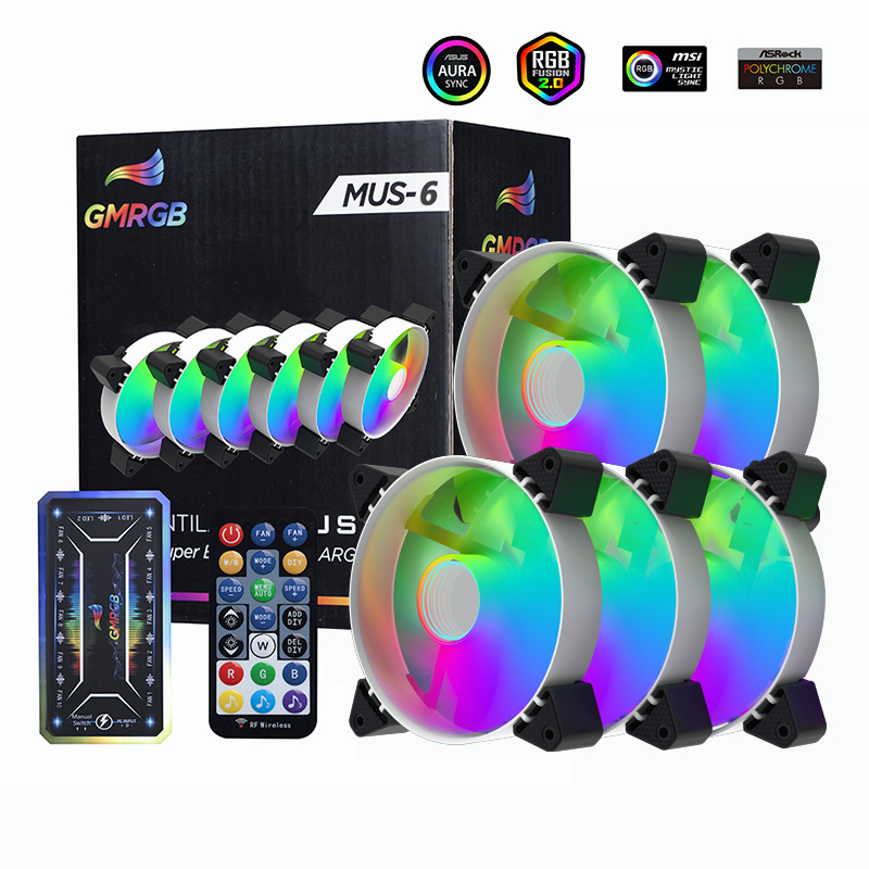 Gmrgb Ventilador 3 / 6 / 9 pçs Refrigeração Ajustar 120mm Silencioso + Controle Remoto IR Para Computador RGB (Duty Free - Em estoque)