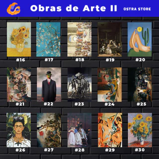 Obras de Arte II 16 a 30 - Placa MDF & Quadro com Moldura - van gogh - Renoir - girasois - monet