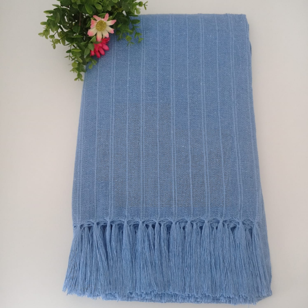 Manta para sofa Azul Bebê, Artesanato Tear Mineiro Xale de sofa, decoração cama.