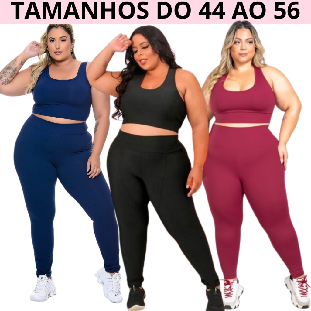 Calça Leging Plus Size Cotton Veste 48 Ao 56 Cós Alto Grossa