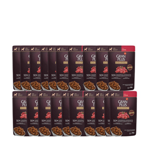 Kit 20 Ração Úmida Gran Plus Sachê Cães Carne - 100g