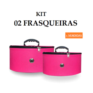 Kit 02 Maleta Nécessaires Frasqueiras Maquiagem Esmaltes Rosa e Preta Premium