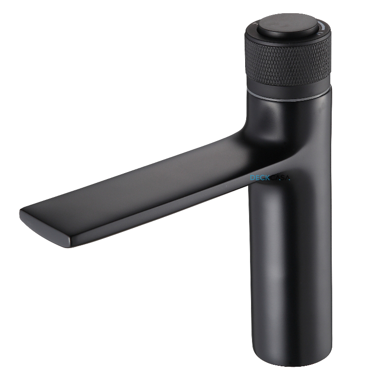 Torneira De Banheiro Monocomando Botão Design Luxo Preto AN-1051P