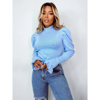 Blusa Tricot Lã Inverno Feminina Gola Alta Modal Cacharrel