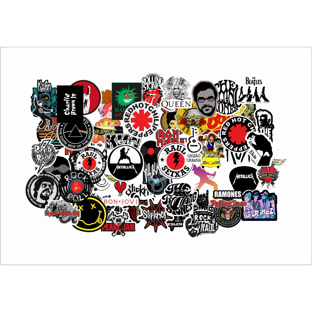 50x Stickers adesivos Bandas rock musica metal - Escorrega o Preço