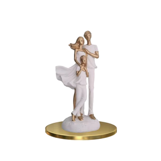 Estátua Família Casal E Filho Decoração Casa - Em Gesso