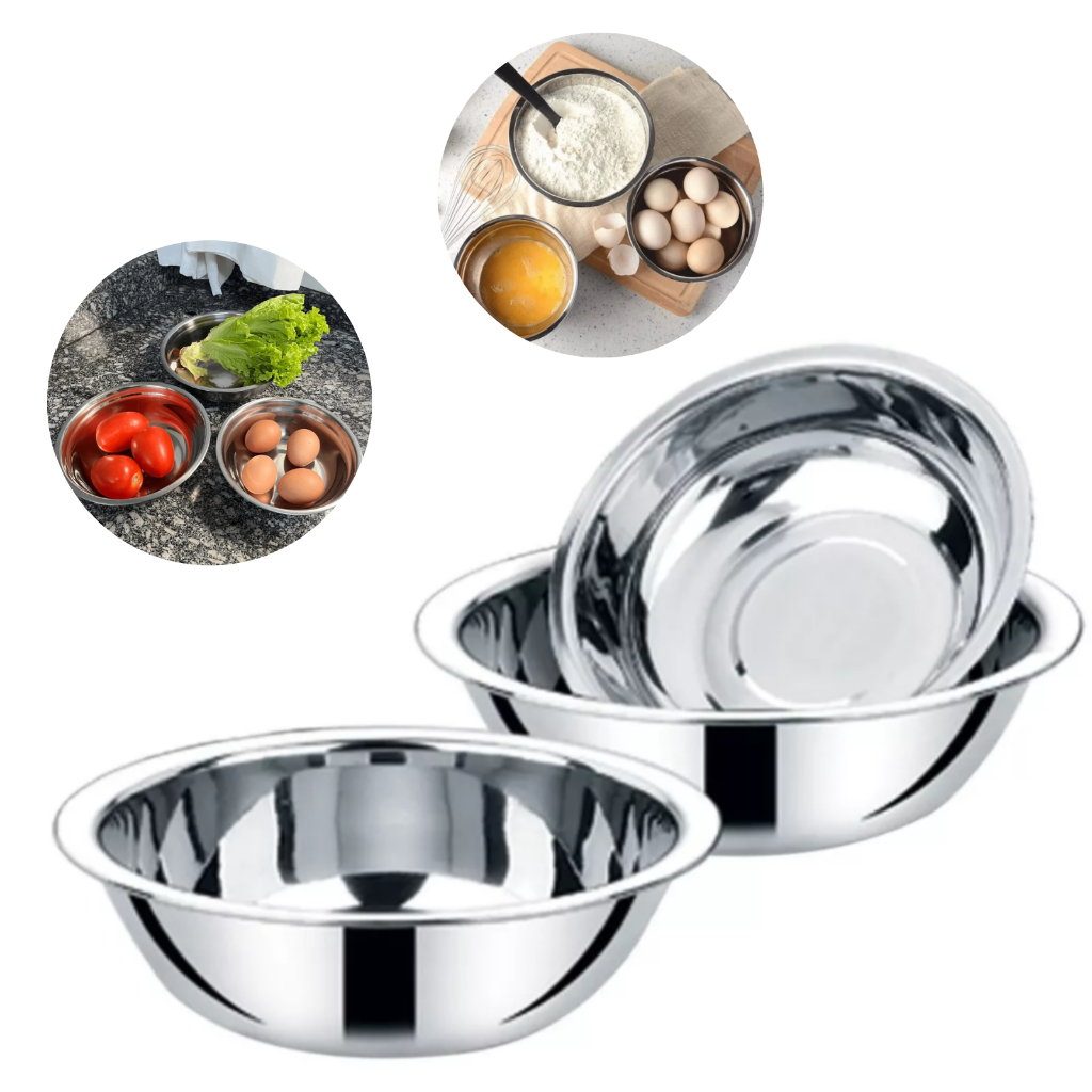 3 Tigelas Bowls Inox Redondas Multiuso Cozinha Salada